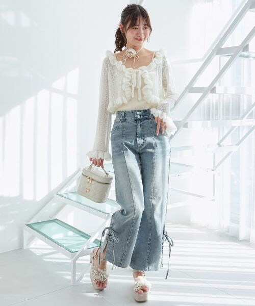 MAJESTIC LEGON / マジェスティックレゴン カーディガン・ボレロ | フリルカーデ×リボンインナーセット | 詳細5