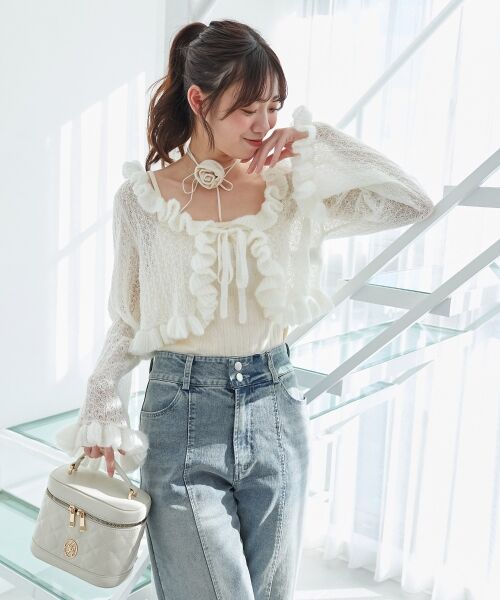 MAJESTIC LEGON / マジェスティックレゴン カーディガン・ボレロ | フリルカーデ×リボンインナーセット | 詳細6