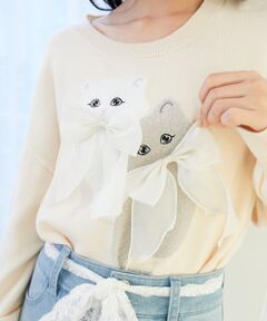 MAJESTIC LEGON / マジェスティックレゴン ニット・セーター | ダブルふわねこリボンニット