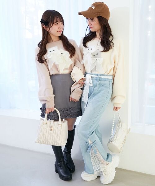 MAJESTIC LEGON / マジェスティックレゴン ニット・セーター | ダブルふわねこリボンニット | 詳細2