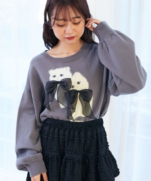 MAJESTIC LEGON / マジェスティックレゴン ニット・セーター | ダブルふわねこリボンニット | 詳細24