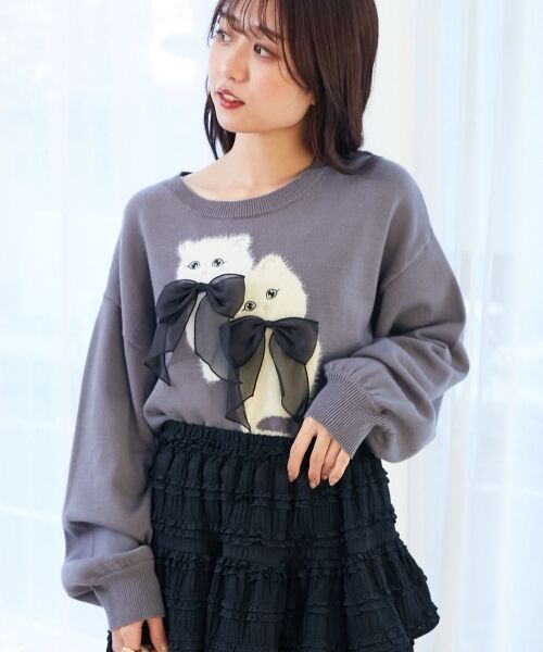 MAJESTIC LEGON / マジェスティックレゴン ニット・セーター | ダブルふわねこリボンニット | 詳細25