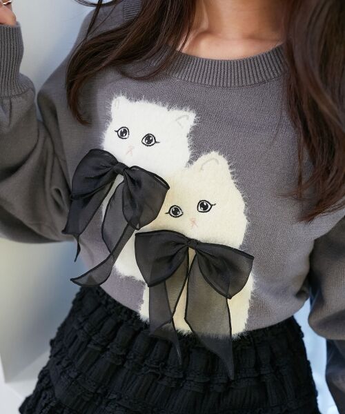 MAJESTIC LEGON / マジェスティックレゴン ニット・セーター | ダブルふわねこリボンニット | 詳細27