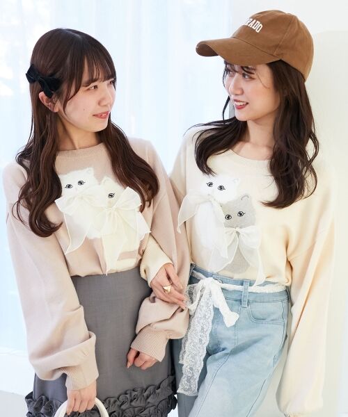 MAJESTIC LEGON / マジェスティックレゴン ニット・セーター | ダブルふわねこリボンニット | 詳細3