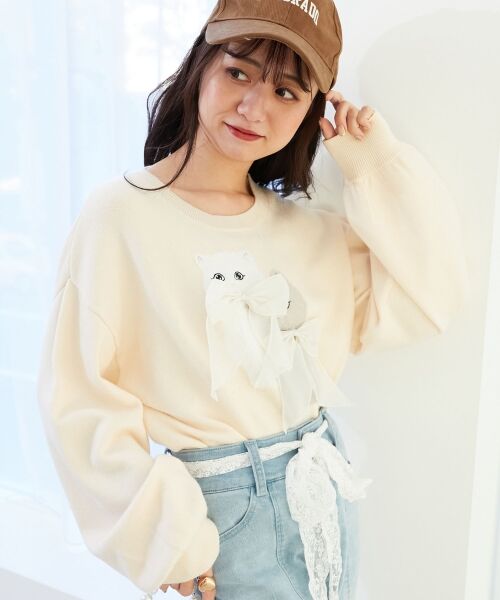 MAJESTIC LEGON / マジェスティックレゴン ニット・セーター | ダブルふわねこリボンニット | 詳細8