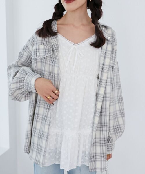 MAJESTIC LEGON / マジェスティックレゴン シャツ・ブラウス | フラップレースルーズシルエットシャツ | 詳細11