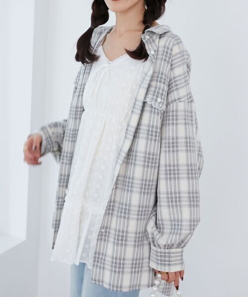 MAJESTIC LEGON / マジェスティックレゴン シャツ・ブラウス | フラップレースルーズシルエットシャツ | 詳細12