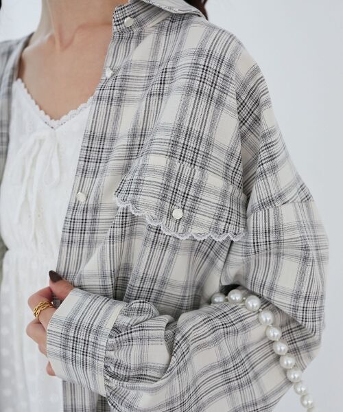 MAJESTIC LEGON / マジェスティックレゴン シャツ・ブラウス | フラップレースルーズシルエットシャツ | 詳細14