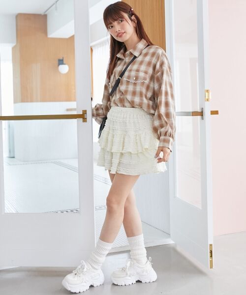 MAJESTIC LEGON / マジェスティックレゴン シャツ・ブラウス | フラップレースルーズシルエットシャツ | 詳細2