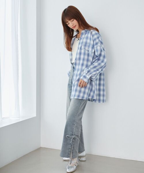 MAJESTIC LEGON / マジェスティックレゴン シャツ・ブラウス | フラップレースルーズシルエットシャツ | 詳細22