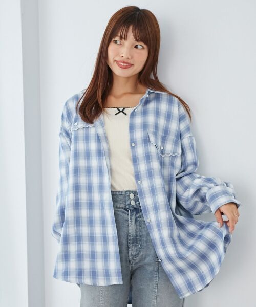 MAJESTIC LEGON / マジェスティックレゴン シャツ・ブラウス | フラップレースルーズシルエットシャツ | 詳細24