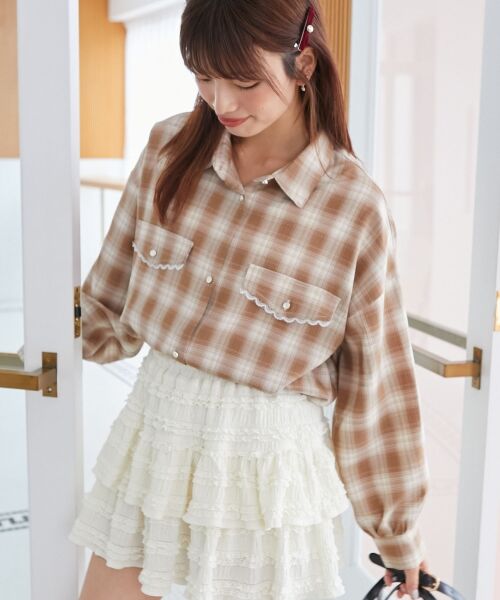 MAJESTIC LEGON / マジェスティックレゴン シャツ・ブラウス | フラップレースルーズシルエットシャツ | 詳細5