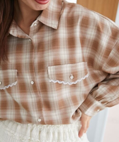 MAJESTIC LEGON / マジェスティックレゴン シャツ・ブラウス | フラップレースルーズシルエットシャツ | 詳細7