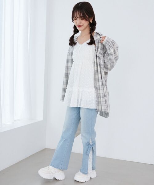 MAJESTIC LEGON / マジェスティックレゴン シャツ・ブラウス | フラップレースルーズシルエットシャツ | 詳細9