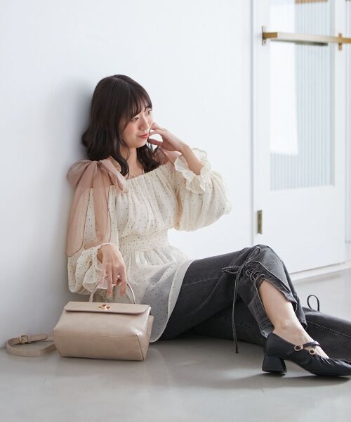 MAJESTIC LEGON / マジェスティックレゴン シャツ・ブラウス | ショルダーリボンオフショルチュニック | 詳細1