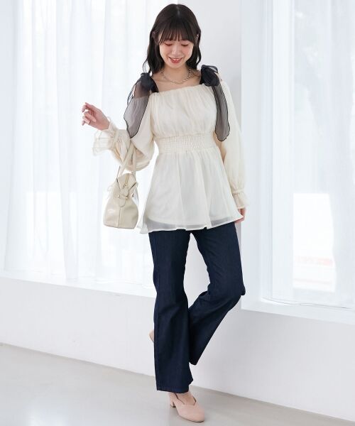 MAJESTIC LEGON / マジェスティックレゴン シャツ・ブラウス | ショルダーリボンオフショルチュニック | 詳細11