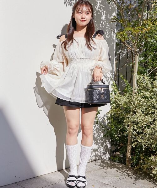 MAJESTIC LEGON / マジェスティックレゴン シャツ・ブラウス | ショルダーリボンオフショルチュニック | 詳細19