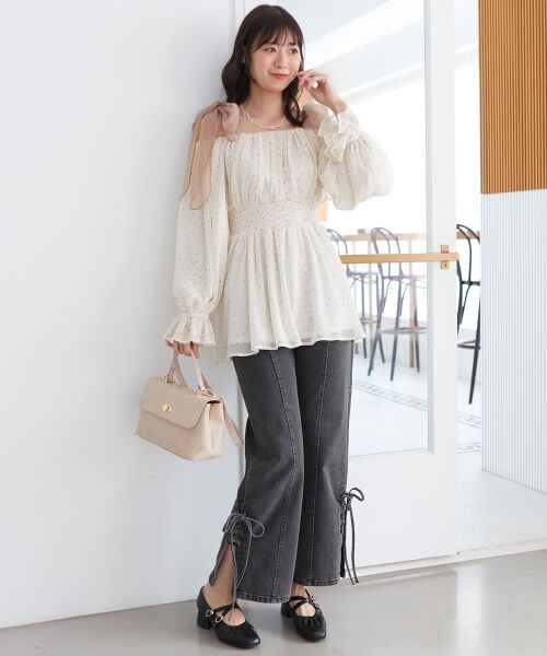 MAJESTIC LEGON / マジェスティックレゴン シャツ・ブラウス | ショルダーリボンオフショルチュニック | 詳細2