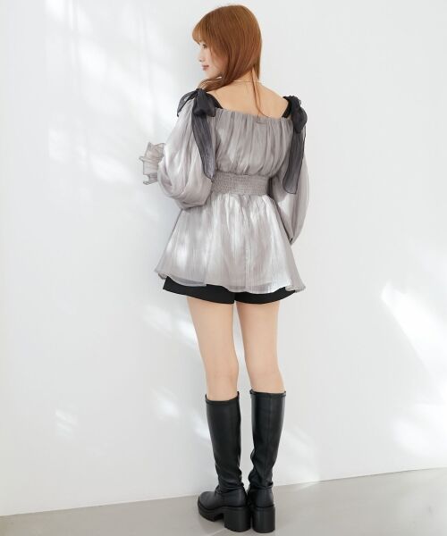 MAJESTIC LEGON / マジェスティックレゴン シャツ・ブラウス | ショルダーリボンオフショルチュニック | 詳細21