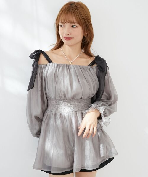 MAJESTIC LEGON / マジェスティックレゴン シャツ・ブラウス | ショルダーリボンオフショルチュニック | 詳細22