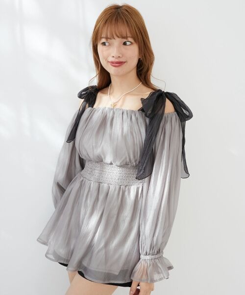 MAJESTIC LEGON / マジェスティックレゴン シャツ・ブラウス | ショルダーリボンオフショルチュニック | 詳細23