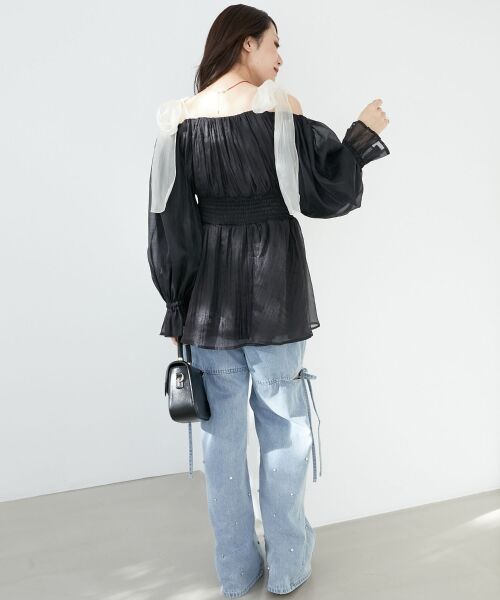MAJESTIC LEGON / マジェスティックレゴン シャツ・ブラウス | ショルダーリボンオフショルチュニック | 詳細29