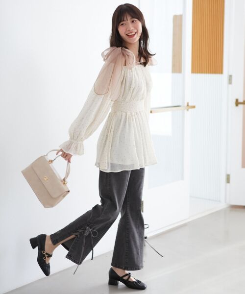 MAJESTIC LEGON / マジェスティックレゴン シャツ・ブラウス | ショルダーリボンオフショルチュニック | 詳細3