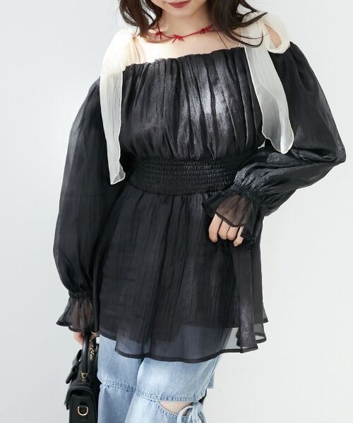 MAJESTIC LEGON / マジェスティックレゴン シャツ・ブラウス | ショルダーリボンオフショルチュニック | 詳細30