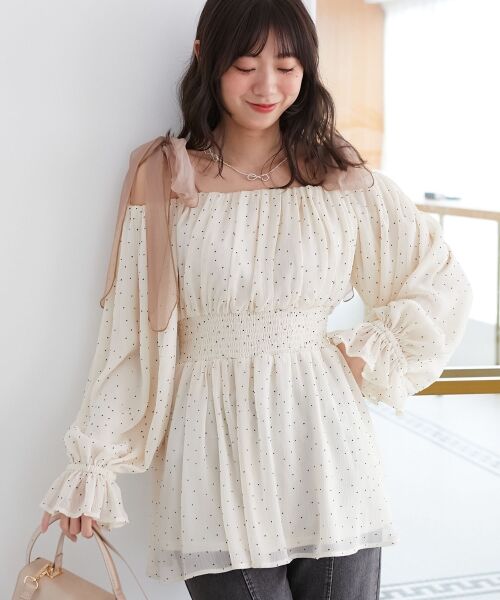 MAJESTIC LEGON / マジェスティックレゴン シャツ・ブラウス | ショルダーリボンオフショルチュニック | 詳細5