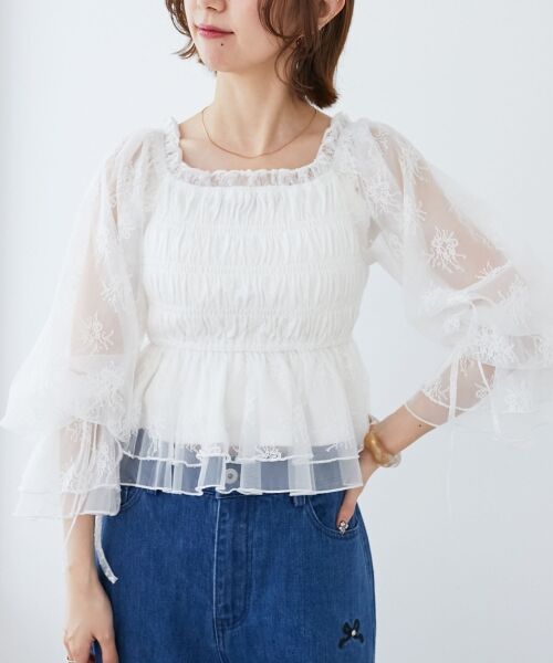 MAJESTIC LEGON / マジェスティックレゴン シャツ・ブラウス | 2wayペプラムシアートップス | 詳細4