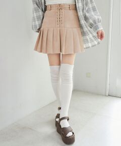 MAJESTIC LEGON / マジェスティックレゴン ミニ・ひざ丈スカート | フロントレースアッププリーツスカパン