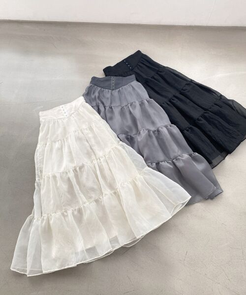 MAJESTIC LEGON / マジェスティックレゴン ロング・マキシ丈スカート | コルセットディティールティアードスカート | 詳細1