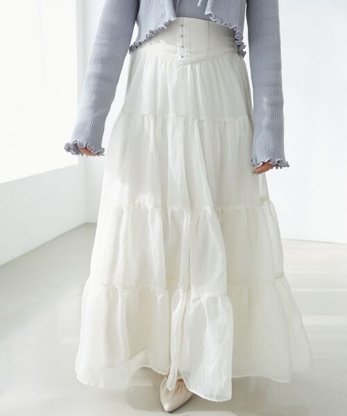 MAJESTIC LEGON / マジェスティックレゴン ロング・マキシ丈スカート | コルセットディティールティアードスカート | 詳細10