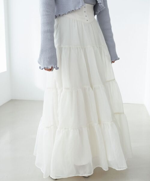 MAJESTIC LEGON / マジェスティックレゴン ロング・マキシ丈スカート | コルセットディティールティアードスカート | 詳細11