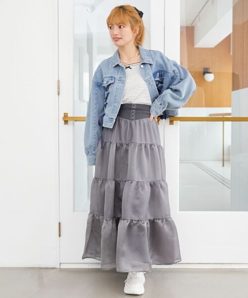 MAJESTIC LEGON / マジェスティックレゴン ロング・マキシ丈スカート | コルセットディティールティアードスカート | 詳細15