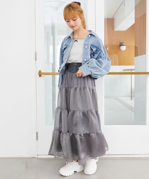 MAJESTIC LEGON / マジェスティックレゴン ロング・マキシ丈スカート | コルセットディティールティアードスカート | 詳細16