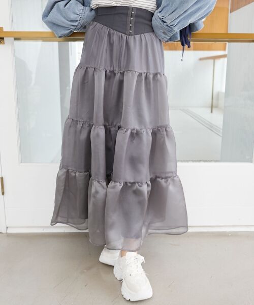 MAJESTIC LEGON / マジェスティックレゴン ロング・マキシ丈スカート | コルセットディティールティアードスカート | 詳細18