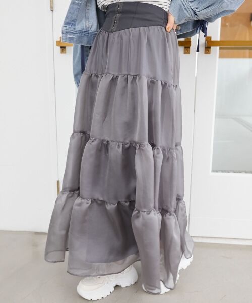 MAJESTIC LEGON / マジェスティックレゴン ロング・マキシ丈スカート | コルセットディティールティアードスカート | 詳細19