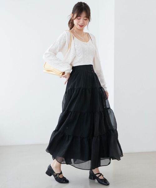 MAJESTIC LEGON / マジェスティックレゴン ロング・マキシ丈スカート | コルセットディティールティアードスカート | 詳細23