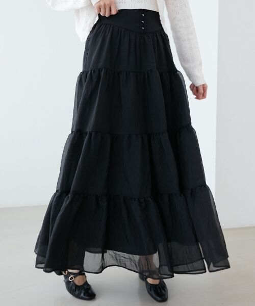 MAJESTIC LEGON / マジェスティックレゴン ロング・マキシ丈スカート | コルセットディティールティアードスカート | 詳細25