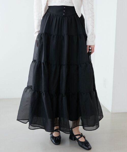 MAJESTIC LEGON / マジェスティックレゴン ロング・マキシ丈スカート | コルセットディティールティアードスカート | 詳細26