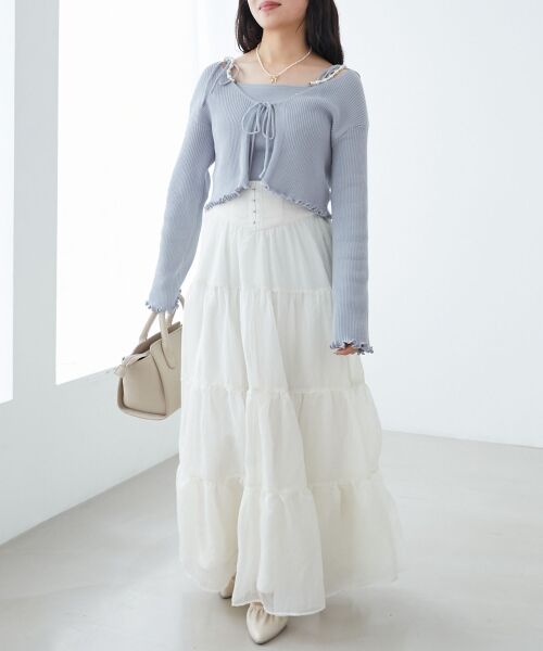 MAJESTIC LEGON / マジェスティックレゴン ロング・マキシ丈スカート | コルセットディティールティアードスカート | 詳細7