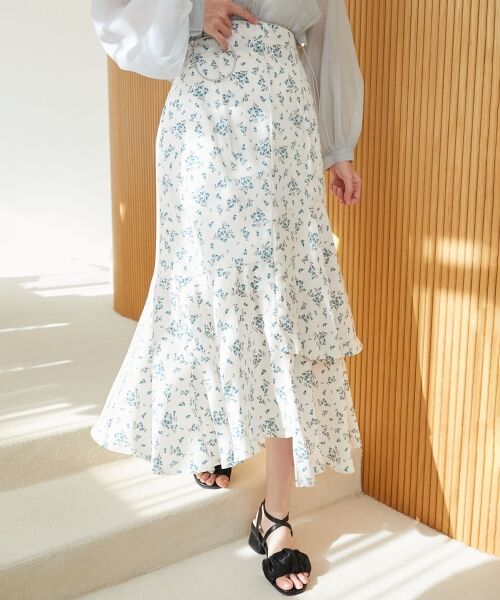 MAJESTIC LEGON/マジェスティックレゴン ランダムティアードスカート グリーン柄 M MAJESTIC LEGON/マジェスティックレゴン ランダムティアードスカート グリーン柄 M