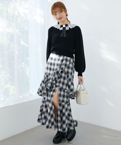 MAJESTIC LEGON / マジェスティックレゴン ロング・マキシ丈スカート | フリルデザインスリットスカート | 詳細1