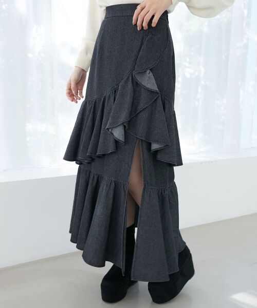 MAJESTIC LEGON / マジェスティックレゴン ロング・マキシ丈スカート | フリルデザインスリットスカート | 詳細11