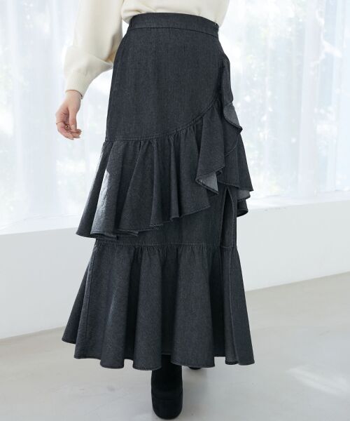 MAJESTIC LEGON / マジェスティックレゴン ロング・マキシ丈スカート | フリルデザインスリットスカート | 詳細12