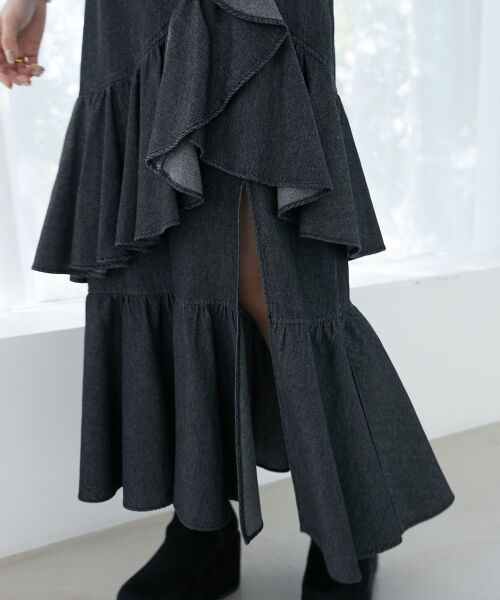 MAJESTIC LEGON / マジェスティックレゴン ロング・マキシ丈スカート | フリルデザインスリットスカート | 詳細14