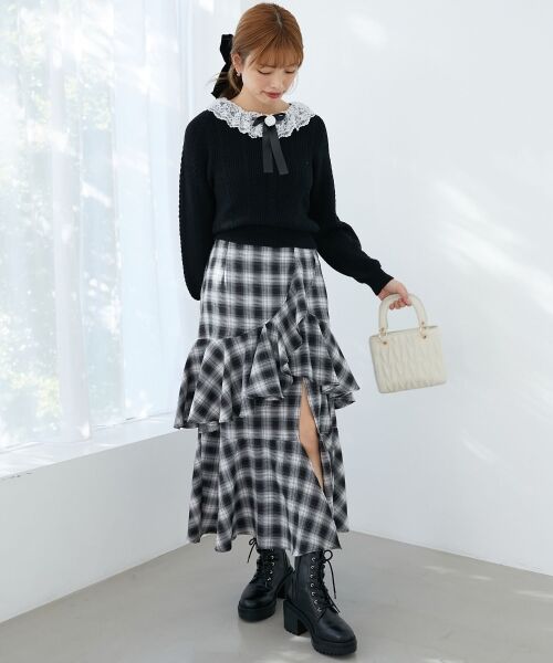 MAJESTIC LEGON / マジェスティックレゴン ロング・マキシ丈スカート | フリルデザインスリットスカート | 詳細2