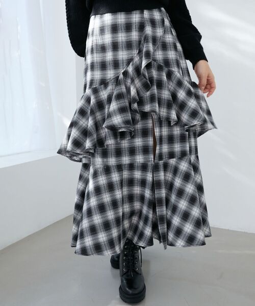 MAJESTIC LEGON / マジェスティックレゴン ロング・マキシ丈スカート | フリルデザインスリットスカート | 詳細5
