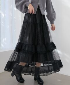 MAJESTIC LEGON / マジェスティックレゴン ロング・マキシ丈スカート | ティアードレースフリルスカート